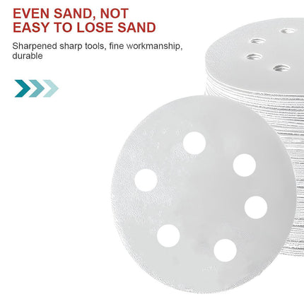 100x 123mm 6/8-Hole Sanding Discs Hook Loop Orbital Sander Pads 80 120 240 Grit