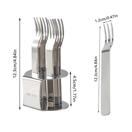 Elegant 304 Stainless Steel Fruit Forks Set of 6 For Home Dessert Cake Use