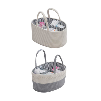 Cotton Rope Diaper Basket Organizer Toy Storage Bin Removable with Handles