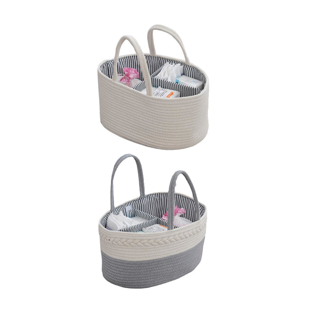Cotton Rope Diaper Basket Organizer Toy Storage Bin Removable with Handles