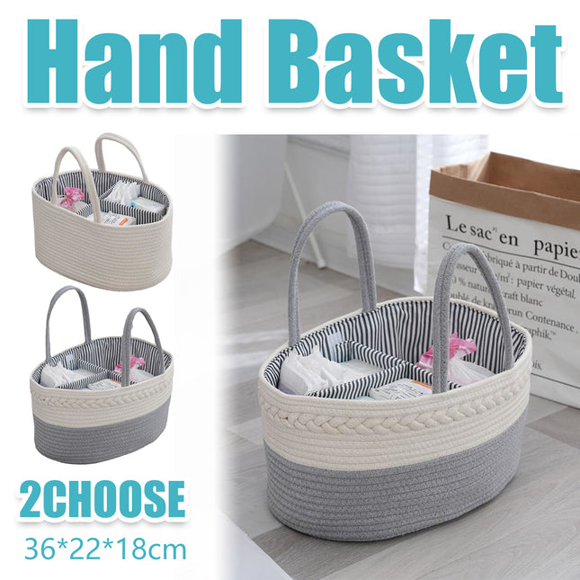 Cotton Rope Diaper Basket Organizer Toy Storage Bin Removable with Handles