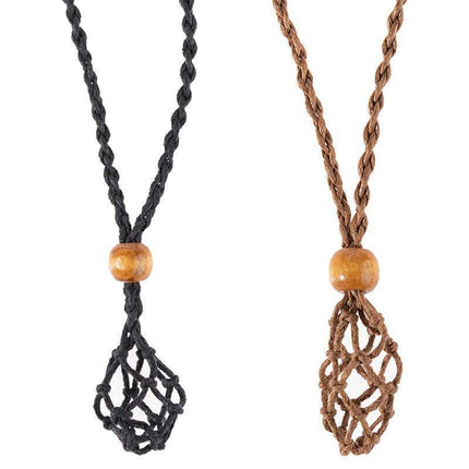 S Size Empty Stone Holder Necklace Crystal Quartz Gemstone Cage Rope Cord - Aimall