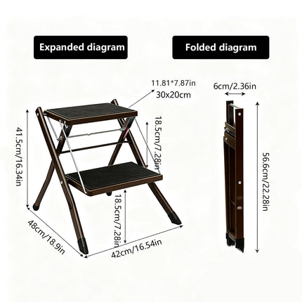 Home Multi Function Foldable Metal Step Stool Footstool Space Saving Durable