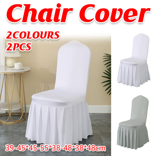 Chair Skirt Cover 2pcs Pleated Cover Hotel Banquet Chair Stool Seat Protector