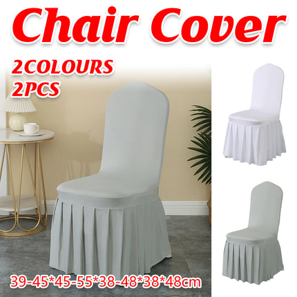 Chair Skirt Cover 2pcs Pleated Cover Hotel Banquet Chair Stool Seat Protector