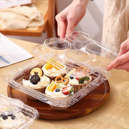Clear Pastry Cake Box with Handle Portable Dessert Packaging Bakery Box Takeaway