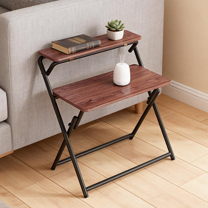 Double Layer Foldable Desk Sturdy Frame Heavy Duty for Home Office Study Use
