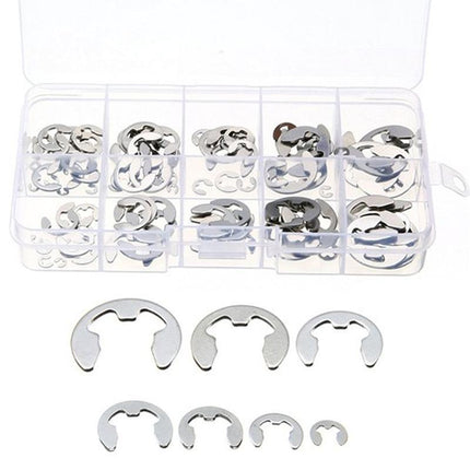 120PCS Stainless Steel E-Clip Assortment Tool Kit Retaining Circlips 1.5-10mm - Aimall