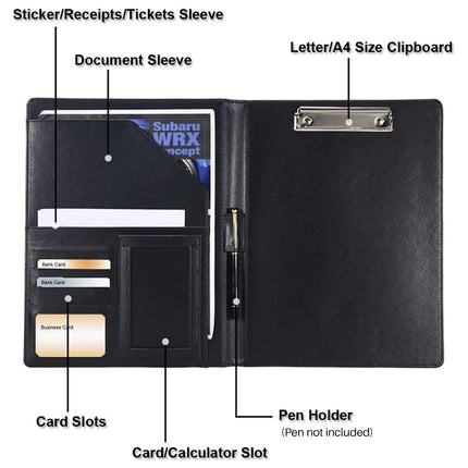 A4 Multifunctional Business File Folder Leather for Document Paper Storage Use