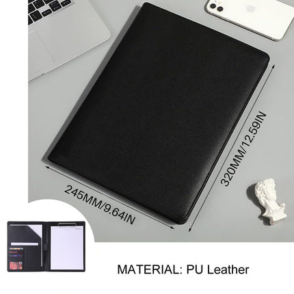 A4 Multifunctional Business File Folder Leather for Document Paper Storage Use