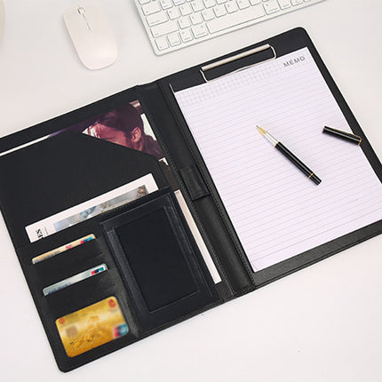 A4 Multifunctional Business File Folder Leather for Document Paper Storage Use
