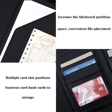 A4 Multifunctional Business File Folder Leather for Document Paper Storage Use