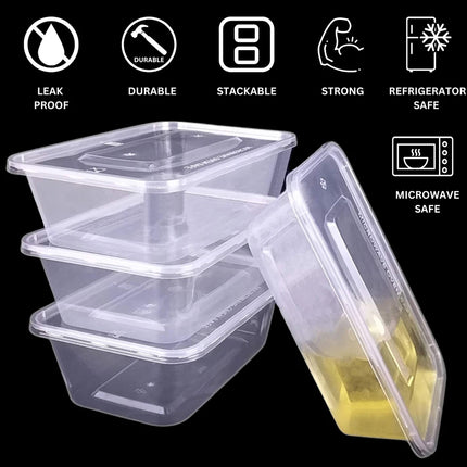 50PCS Food-Grade Disposable Square Takeout Container 750/1000ml