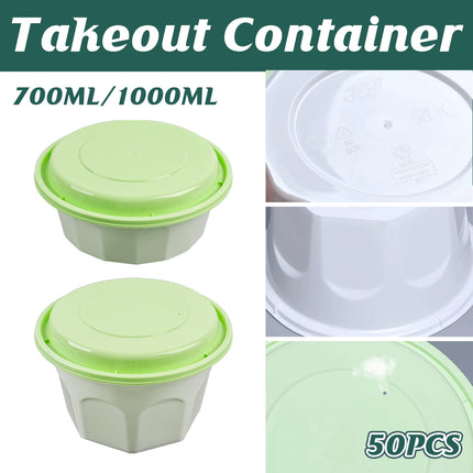 50PCS Disposable Degradable Takeout Food Box 700/1000ml Restaurant Home Delivery