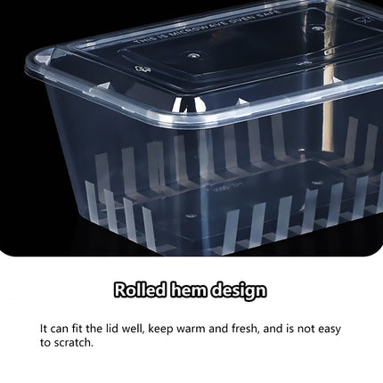 50PCS Food-Grade Disposable Square Takeout Container 750/1000ml