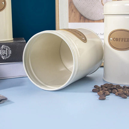 Kitchen Storage Canisters Set Metal Tea Coffee Sugar Jars Containers Retro