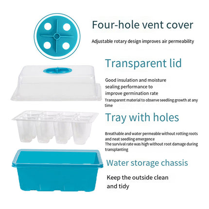 10 Plant Seeds Grow Box Propagation Nursery Garden Seedling Starter Tray 12 Hole