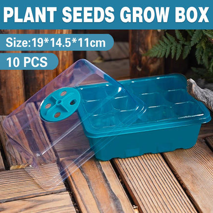 10 Plant Seeds Grow Box Propagation Nursery Garden Seedling Starter Tray 12 Hole