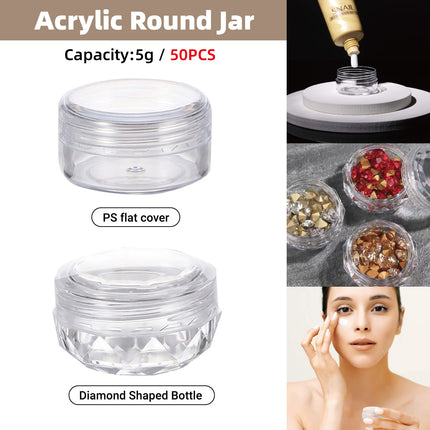 Cosmetic Cream Jar Bottle 50PCS 5g Transparent Round Refillable Sample Container