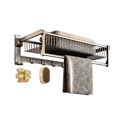 Aluminum Alloy Black Towel Rack Set Rustproof For Bathroom Organizer SpaceSaving