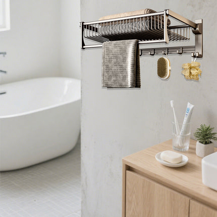 Aluminum Alloy Black Towel Rack Set Rustproof For Bathroom Organizer SpaceSaving