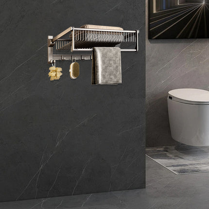 Aluminum Alloy Black Towel Rack Set Rustproof For Bathroom Organizer SpaceSaving