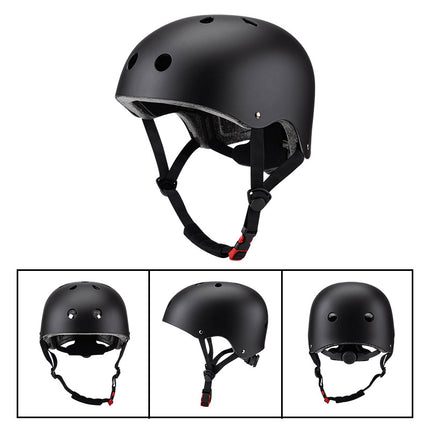 Black Bike Skate Helmet with Adjustable Fit Lightweight Protective Design 3 Sizes