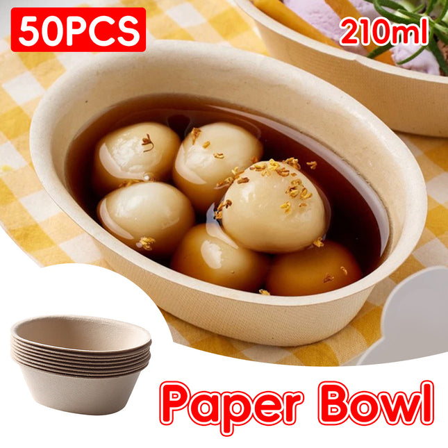 50PCS Paper Bowls Soup Noodle Snack Bowls Food-Grade for Party Takeaway Food Use