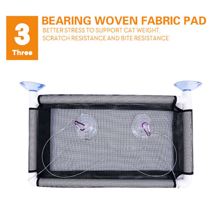 Cat Window Bed Suction Cup Hammock Black Breathable Hanging Seat 55x35cm