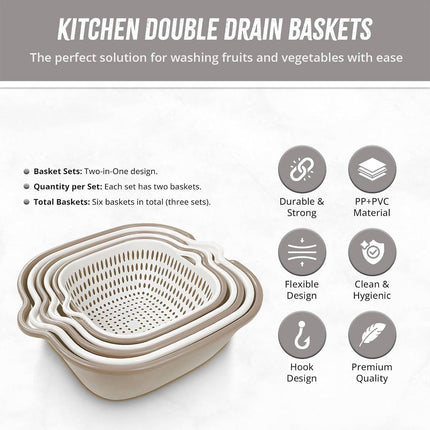 6pcs Multifunctional Drainage Basket for Fruits Vegetables Kitchen Household Use