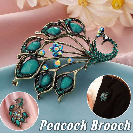 Vintage 1.58cts Rose Cut Diamond Gemstone Studded Silver Peacock Brooch Jewelry