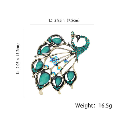 Vintage 1.58cts Rose Cut Diamond Gemstone Studded Silver Peacock Brooch Jewelry