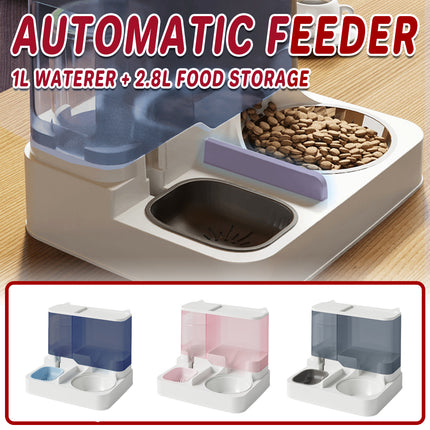 Automatic Cat Feeder Water Dispenser All in One Plastic Bowl for Cats and Dogs