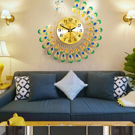 Minimalist Peacock Creative Living Room Wall Clock Home Decor Clock Silent