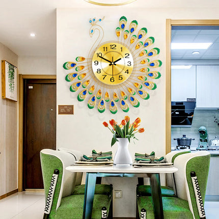 Minimalist Peacock Creative Living Room Wall Clock Home Decor Clock Silent