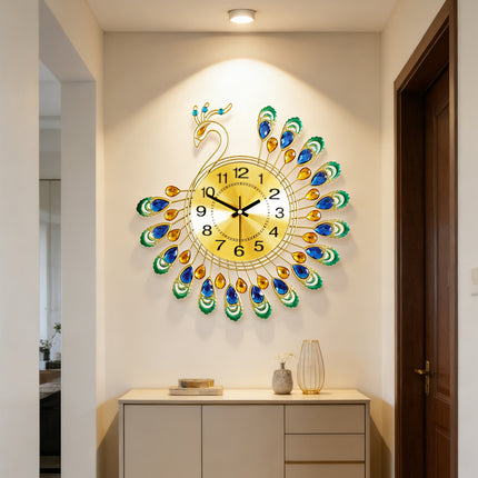 Minimalist Peacock Creative Living Room Wall Clock Home Decor Clock Silent