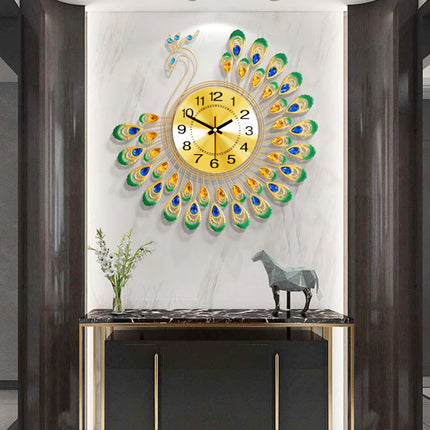 Minimalist Peacock Creative Living Room Wall Clock Home Decor Clock Silent