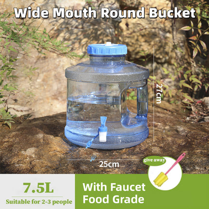 7.5L Household Transparent Water Storage Bucket Wide Mouth Round Barrel with Tap