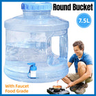 7.5L Household Transparent Water Storage Bucket Wide Mouth Round Barrel with Tap