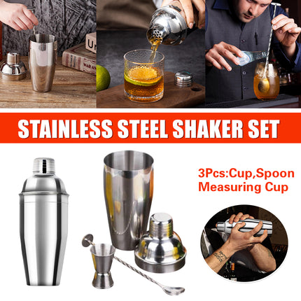 3PCS Stainless SteelCocktail Shaker Set for Bar Tool Kit for Home Bartender