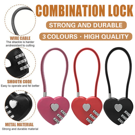 Heart Shaped Password Lock Safety Lock For Travel Luggage Bags Jewelry Box