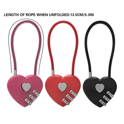Heart Shaped Password Lock Safety Lock For Travel Luggage Bags Jewelry Box