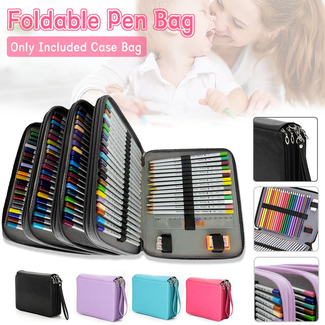 Large Capacity Foldable Pencil Case 168 Slots Pen Storage Organiser Bag