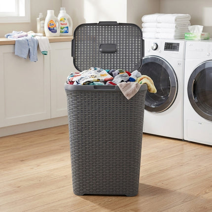 Laundry Basket Plastic Rattan Style Large Capacity Clothes Toy Storage Organizer