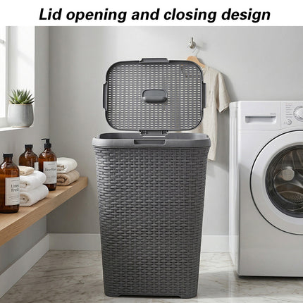 Laundry Basket Plastic Rattan Style Large Capacity Clothes Toy Storage Organizer