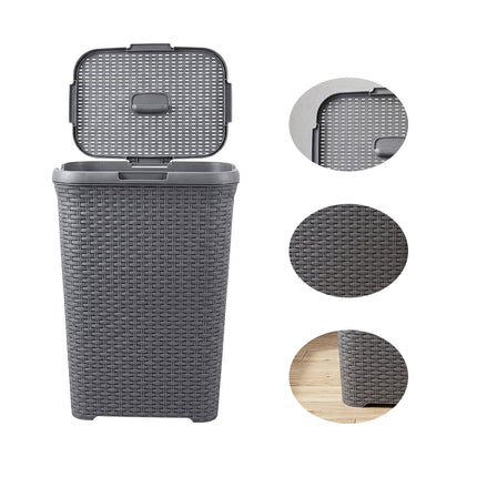 Laundry Basket Plastic Rattan Style Large Capacity Clothes Toy Storage Organizer
