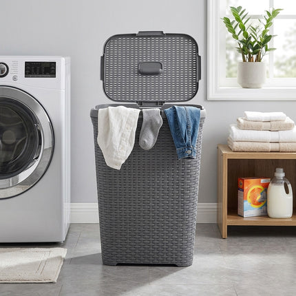Laundry Basket Plastic Rattan Style Large Capacity Clothes Toy Storage Organizer