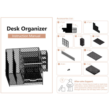 Multi Layer Desktop File Rack Storage Organizer Black Plastic for Office Home
