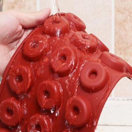 18 Cavity Mini Donut Doughnut Chocolate Pan Tray Silicone Mold Baking Cake Mould