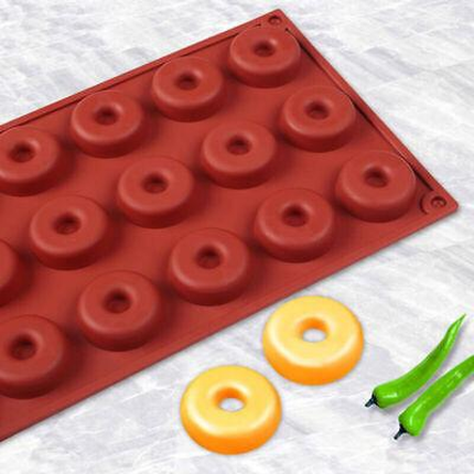 18 Cavity Mini Donut Doughnut Chocolate Pan Tray Silicone Mold Baking Cake Mould